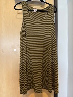 Mossimo Supply Co. Olive and Black Striped Midi Tank Dress